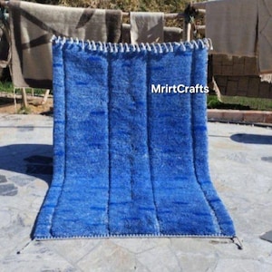 AMAZING Moroccan rug blue, Berber rug, Custom moroccan rug, Beni ourain rug, Morrocan Handmade rug, Plain wool rug, Solid blue rug, teppich