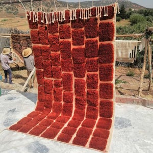 Moroccan rug deep terracotta, Cloroful moroccan rug 8x10, moroccan rug 9x12 ,terracotta Area rug, moroccan carpet, moroccan berber rug, rugs
