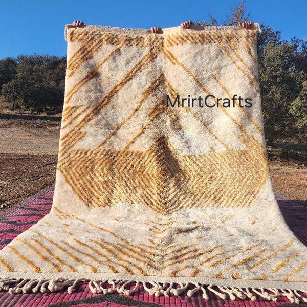 Handmade Beni Ourain Wool Rug: Brown Moroccan Berber Style