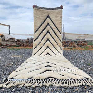 WHITE MOROCCAN HALLWAY Rug , Handmade runner rug , narrow moroccan rug , Custom Beni ourain rug , Genuine wool rug , Bohemian runner carpet