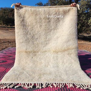 Custom Beni ourain rug, Moroccan rug, Berber carpet, Cream Wool rug, Handmade rug, White Beni ourain style, Cream Area rug, Teppich.