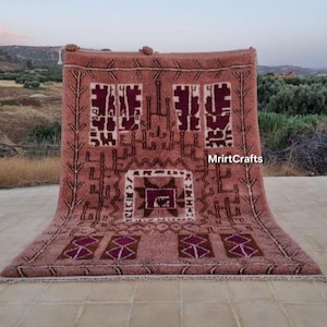 Handmade Pink Moroccan Rug: Berber Wool Area Rug