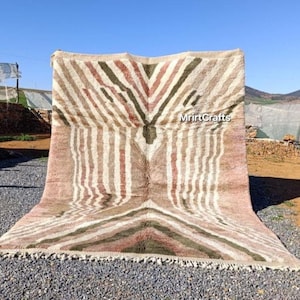 Handmade Beni ourain Authentic Pink Moroccan Rug, Pink Shag Rug, Custom Made Moroccan Carpet, Large Area Rug, Berber rug, Soft wool rug