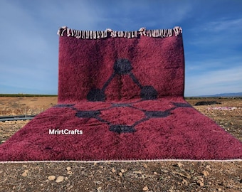 Dark Red Moroccan Mrirt Rug 8x10: Handmade Berber Wool Rug