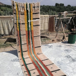 Custom Beni Ourain Runner rug - Moroccan runner rug - Pink runner rug - Hallway runner Morrocan - Soft Wool runner - Berber runner Pink
