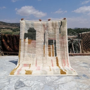 Artistic Moroccan Rug Pink, Beni Ourain Rug, Morrocan Handmade Rug, White Pink Rug, Moroccan Carpet, Berber Rug, Authentic Carpet, teppich