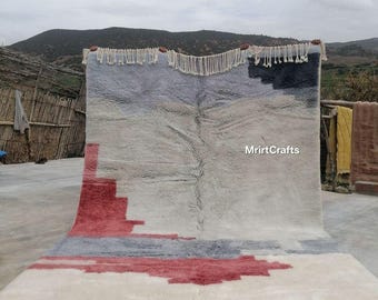 Blue Moroccan Mrirt Rug: Irregular Pattern, Berber Wool Rug