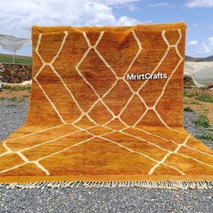 Handmade Orange Moroccan Rug | Vibrant Wool Area Rug | Warm Color Rug | Berber Handwoven Carpet