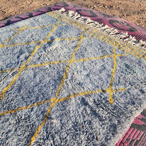 AMAZING Moroccan rug blue, Berber rug, Custom moroccan rug, Beni ourain rug, Handmade rug, Plain wool rug, Solid blue rug, Custom made rugs