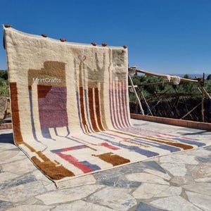 Artistic Moroccan Rug Pink, Handmade Rug, White Pink Rug, Moroccan Carpet, Beni Ourain Rug, Tribal Berber Rug, Authentic Carpet, teppich