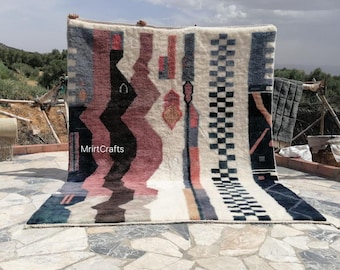 Handmade Pink Moroccan Rug: Berber Wool Area Rug
