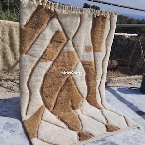 Natural brown Moroccan rug, Morrocqn Handmade rug ,beige color, Moroccan Wool Rug, Beni Mrirt rug, Bohemian Style Rug, Moroccan rug brown