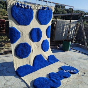 Moroccan rug blue - Rug for living room, Berber rug - Custom moroccan rug - Beni ourain rug - Handmade rug - Plain wool rug - Solid blue rug