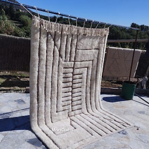 Moroccan rug hand knotted - Beni ourain rug - All wool berber rug - Custom rug - Handmade rug - Genuine lamb wool, Cream mrirt rug
