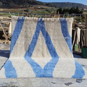 Moroccan rug blue , Rug for living room , Beni ourain rug , Handmade Morrocan rug , Authentic rug , Bohemian Style rug , blue rug , teppich