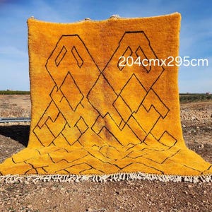 Moroccan Rug Orange, Beni ourain rug, Mrirt Handmade rug, Wool rugAuthentic rug for living room.