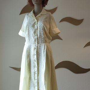 Vintage 1950s Yellow Cotton Day Dress by Jeanne - Small