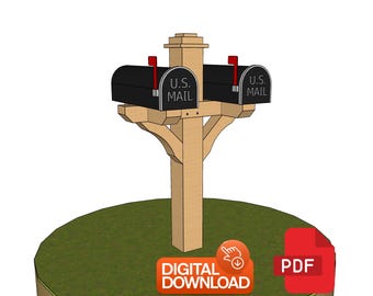 DIY Double Mailbox Post Plan: Mid-Century Modern Woodworking (PDF Pattern)