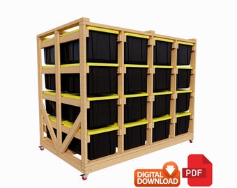 32 Tote Mobile Storage System Plans: Garage Rolling Rack (Digital Download)