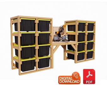 DIY Garage Workbench Plan: Tote Storage Rack (PDF Download)