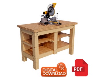 DIY Mobile Garage Workbench Plans: Miter Saw Station (PDF Download)