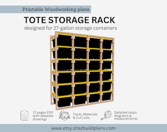 27-Gallon Tote Storage Rack Plans | Wood Shelf Blueprint (PDF Download)