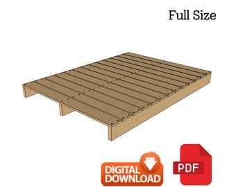 DIY Full Size Platform Bed Frame Plan: Minimalist Woodworking (PDF File)