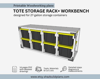 Tote Storage Workbench Build Plan: 8-Unit DIY Rack ,Woodworking Plans(PDF Download)