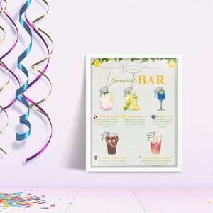 Graduation Party Lemonade Bar Menu