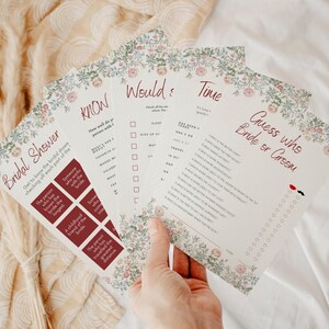 Wildflower Bridal Shower Game Bundle: Watercolor Floral Theme (PDF Download