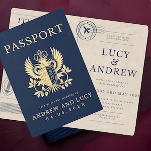Passport Wedding Invitation | Boarding Pass Invitation | Destination Wedding Invite | Passport Wedding Invitation Template | Editable Canva