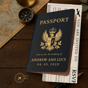 Passport Wedding Invitation | Boarding Pass Invitation | Destination Wedding Invite | Passport Wedding Invitation Template | Editable Canva
