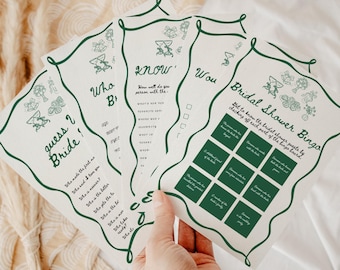 Juegos para despedida de soltera de Green Amore: Tema de amor italiano (Paquete imprimible de descarga instantánea)