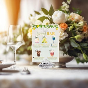 Lemonade Recipe Sign: Summer Party Drink Station Decor (Digital Download, 8x10 inches)