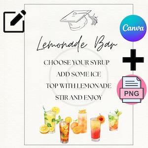 Lemonade Bar Sign Template: Editable Summer Party Decor (Canva Printable, Digital Download)