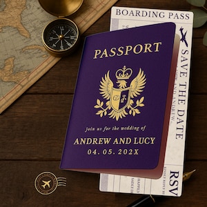 Passport Wedding Invitation Template | Editable Canva Boarding Pass Invite for Destination Weddings & Travel-Themed Celebrations