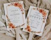 Fall Wedding Fan Program Template | Autumn Floral Ceremony Program | Printable Rustic Fall Wedding Fan