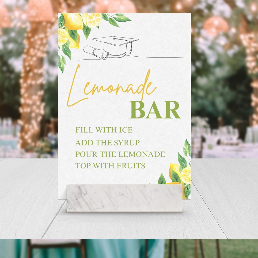 Lemonade Bar Sign: Graduation Party Drink Station Decor (canva Template ...