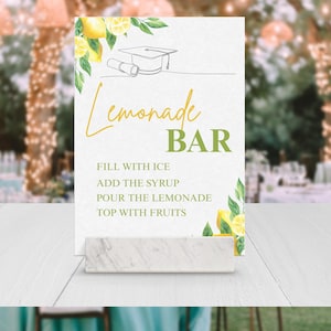 Graduation Party Lemonade Bar Menu Printable PNG, Customized  Drink Sign for Class of 2025 Grad Drink Station Decor