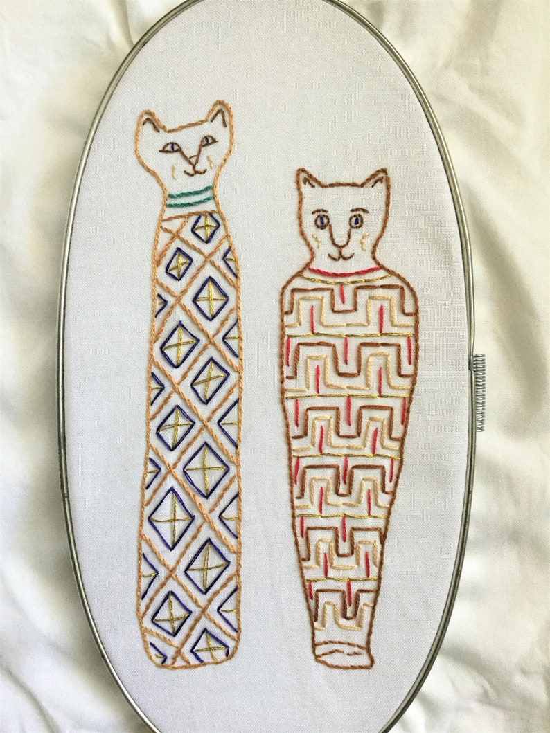 Ancient Egyptian Cat Mummies Hand Embroidery Design Instant | Etsy