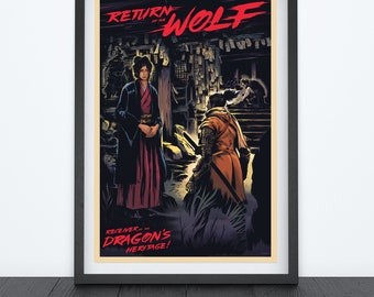 RETURN of the WOLF Video Game Art Poster,  Gaming Poster, Prints, Gamer Room Decor, Gaming Prints, Wall Art