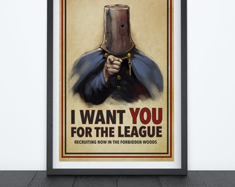 THE LEAGUE Recruitment Poster, Video Game Art, Pop Culture Art, Propaganda Art, Satire Art, Wall Art