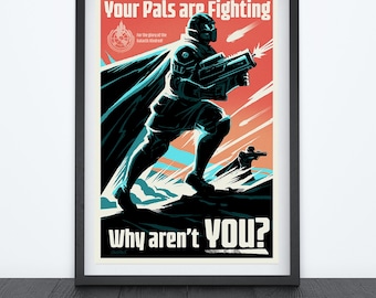 HELLDIVERS 2 Propaganda Poster, Video Game Art, Pop Culture Art, Recruitment Poster, Satire Art, Wall Art