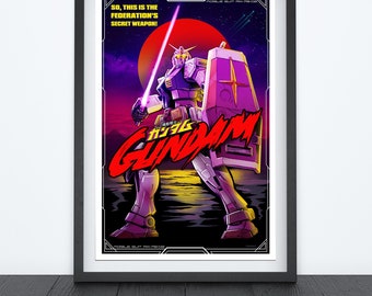 Mobile Suit RX-78-2 Art Poster, Mech Poster, Anime Art, Gamer Room Decor, Gaming Prints, Wall Art