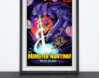 MIZUTSUNE Let's Go Monster Hunting, Video Game Poster, Video Game Art, Gaming Poster, Dorm Art