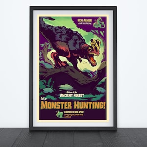 ALTER WALD, Let's Go Hunt, Videospiel Poster, Videospiel Kunst, Gaming Prints, Spiel Poster, Wandkunst