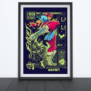 Póster de videojuegos ChunLi ¡LISTO PARA LUCHAR!, póster de videojuegos, arte de videojuegos, arte de anime, decoración de habitaciones gamer, láminas de videojuegos, arte mural