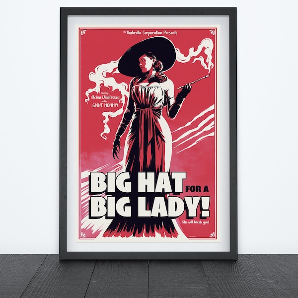 BIG HAT for a BIG Lady Video Game Poster Art, Film Noir, Video Game Art, Gamer Room Decor, Gaming Prints, Wall Art