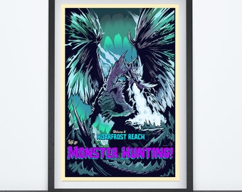 HOARFROST REACH Let's Go Monster Hunting, Video Game Poster, Video Game Art, Gaming Poster, Dorm Art