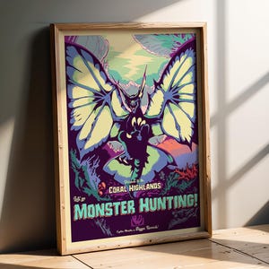 CORAL HIGHLANDS, Let&#39;s Go Monster Hunting, Video Game Poster, Video Game Art, Gaming Prints, Gaming Poster, Wall Art